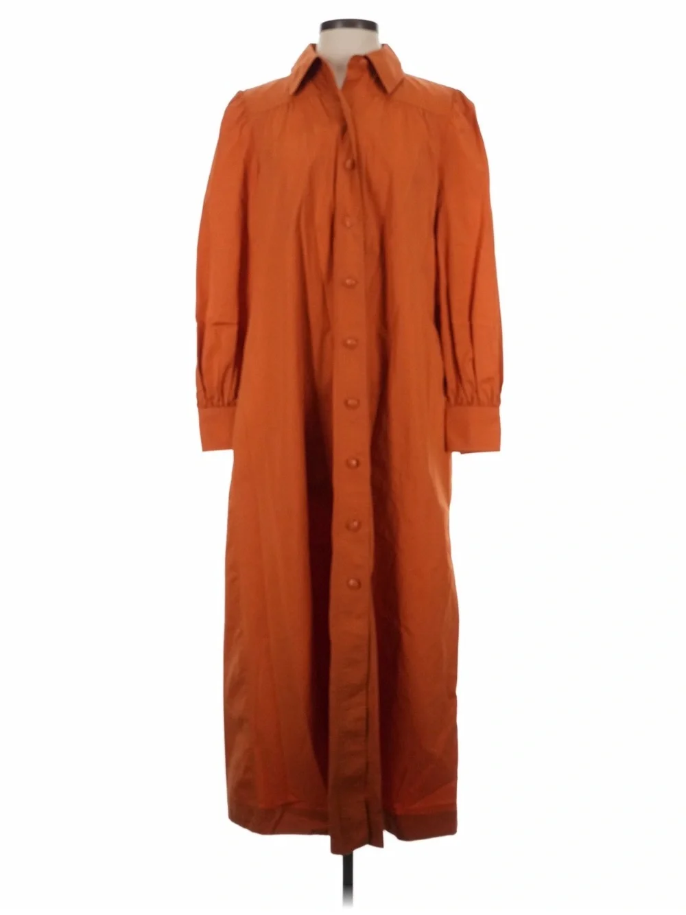 Tory Burch Long Button-Front Women's Dress in Burnt Orange